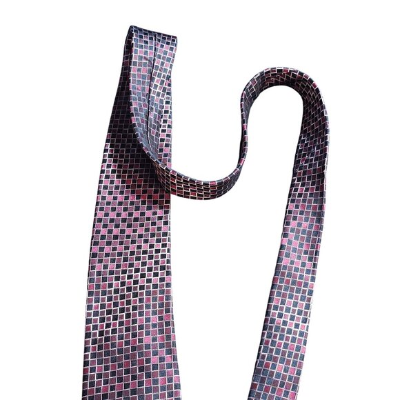 Alfani Men's Geometric Checkered Silk Tie Classic - Picture 6 of 13